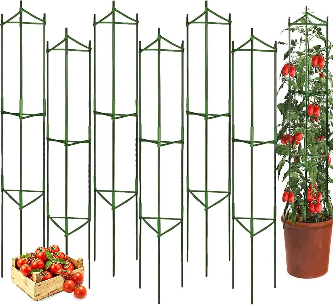Moirsunt 6 Packs Tomato Cage for Garden Plant Support, Up to 48inch Garden Plant Stakes Tomato Trellis for Potted Plants, Deformable Tomato Cage Trellis for Climbing Plants Vegetables Flowers