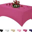 Famstar Table Cloth Fuchsia 4FT Spandex Tablecloth for Rectangle Fitted Table Cloths Stretch Covers Washable Wrinkle Free Tablecloths for Festival Camping Picnic Wedding Party