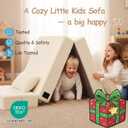 Tiita Folding Sofa Bed Floor Mattress for Kids, Glow Tri Folding Mattress Kid Fold Up Sofa Futon Fold Chair Beds, Child Foldable Mattress Floor Beds Fold Couch for Playroom, Plush Beige
