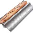 KITESSENSU Nonstick Baguette Pans for French Bread Baking, Perforated 2 Loaves Baguettes Bakery Tray, 15" x 6.3", Silver