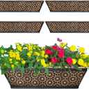 EIMQUVW 4 Pack 24" Railing Planter Window Box Deck Balcony Rail Planter Black Metal Flower Basket Horse Trough Planter with Coco Fiber Liner for Porch Fence Patio Outdoor
