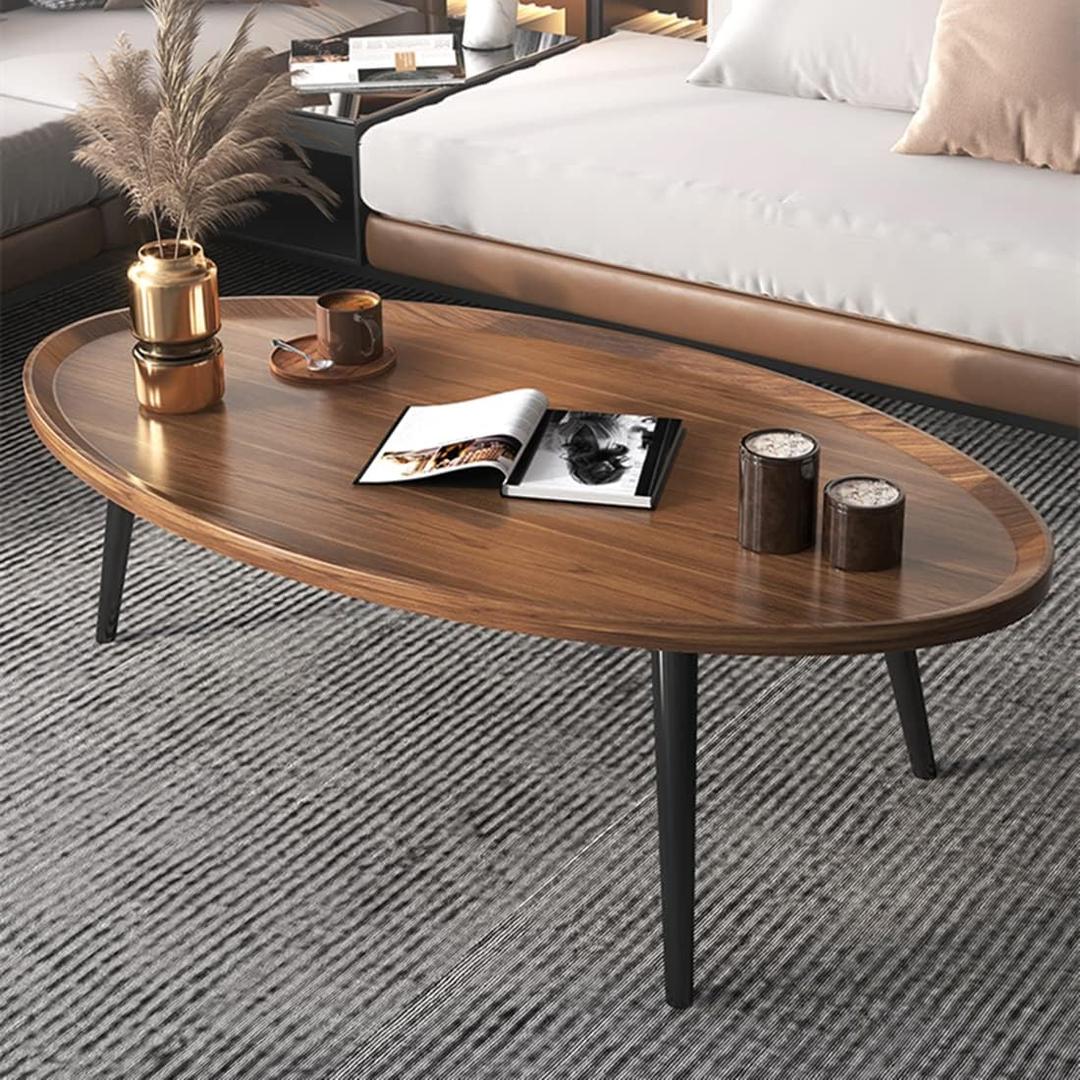 Wooden Coffee Table Rustic Nesting Tables Oval Walnut Coffee Table Modern Sofa Table End Tables for Living Room Home Office Coffee Shop