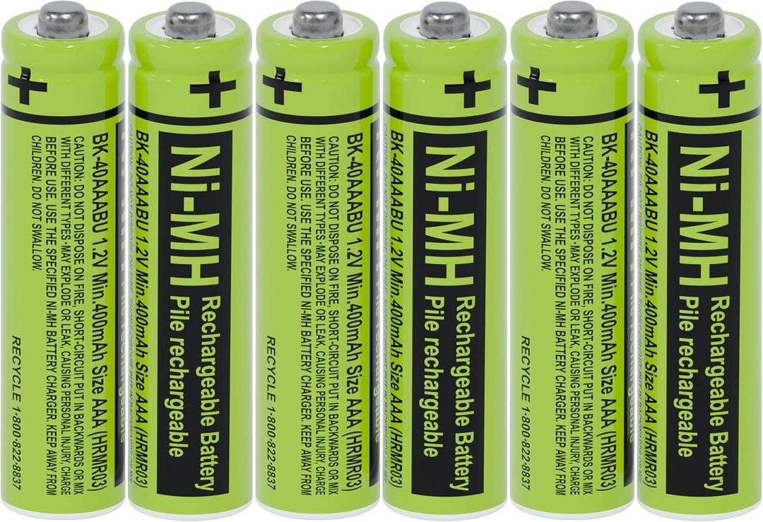 RocketBus 6-Pack BK-40AAABU Replacement 1.2V 400mAh Battery for Panasonic Cordless Phone System BK40AAABU