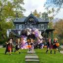 Pink Halloween Balloon Arch Kit,160 Pcs Purple Balloons with Cute Ghost Balloons,Happy Halloween Banner and Bat Wall Stickers,Ghost Balloon Arch Party Decorations for Girls Costume House