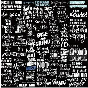 61PCS Black Inspirational Positive Quote Vinyl Sticker for Vision Board Supplies Waterproof, Motivational Decals for Water Bottle, Car, Skateboard, Laptop, Luggage