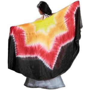 Women 100% Silk Belly Dance Silk Veils Tie-Dye Silk Veil Hand Scarves Dancing Accessories 98"X45"
