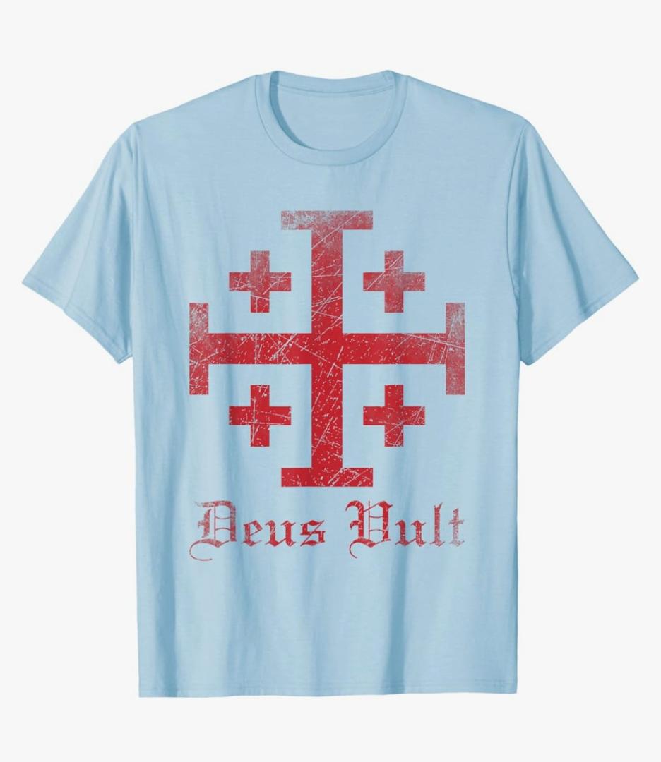Knight Templar Cross Crusader Deus Vult Jerusalem Cross T-Shirt XXL