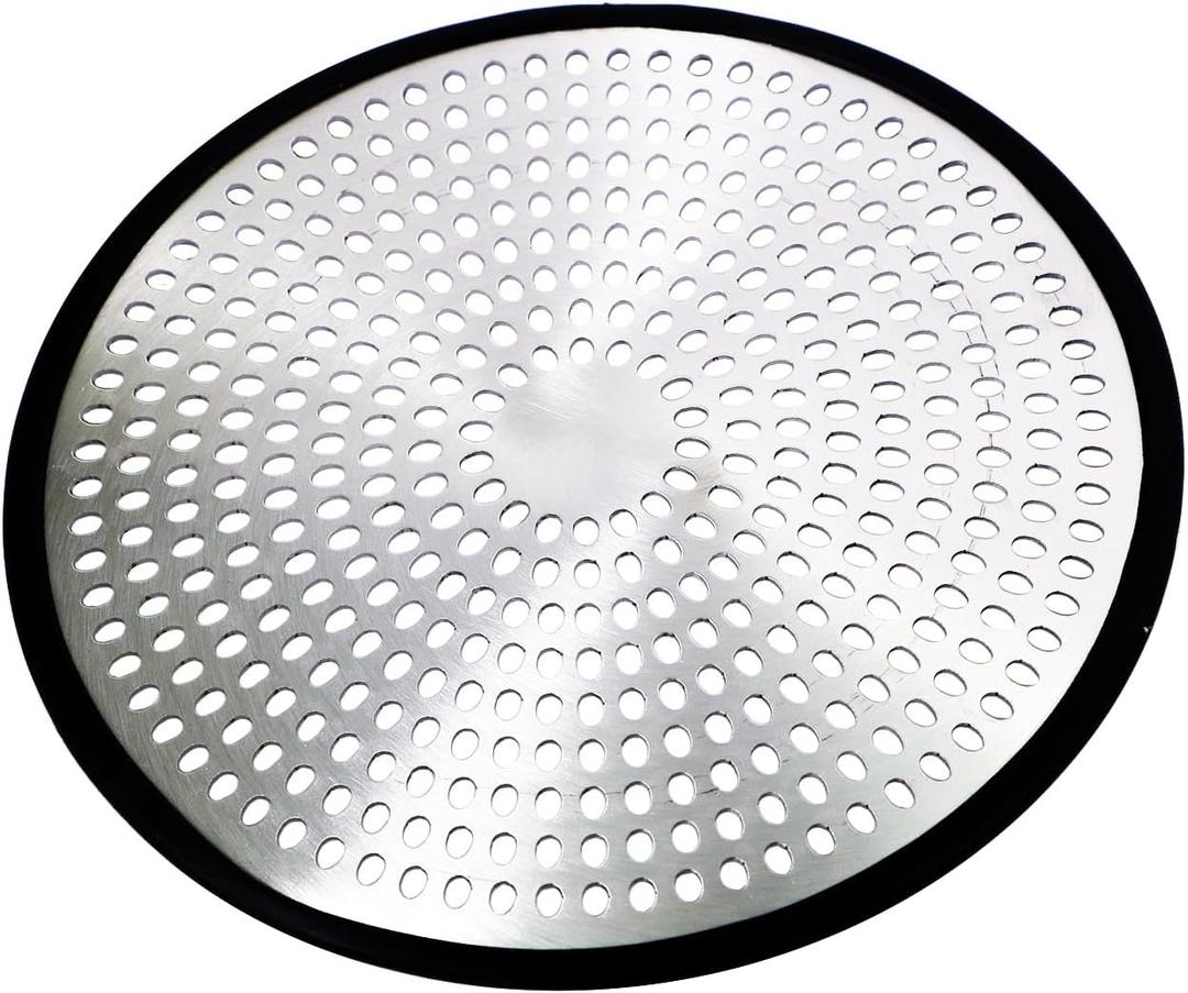 E1030 Shower Drain Hair Catcher Strainer Stall Drain Protector - Stainless Steel & Silicone Bathtub Cover Brushed Nickle