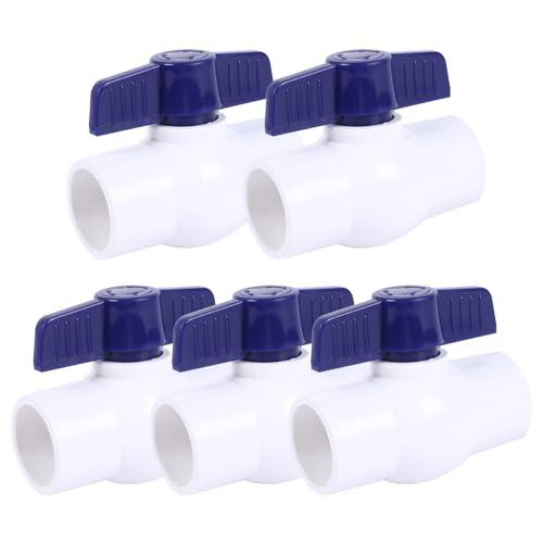 TAOKIHAI 5 Pack 1" PVC Ball Valve, SCH40 Slip PVC Water Pipe Shut-Off Valve, Socket Full Flow Port Plastic Control Valve for Swimming Pool, Sprinkler Lines, Outdoor Plumbing & Irrigation System