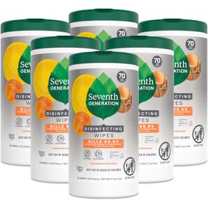 Seventh Generation Disinfecting Multi Surface Wipes, Botanical Disinfectant, 70 Count, Pack of 6
