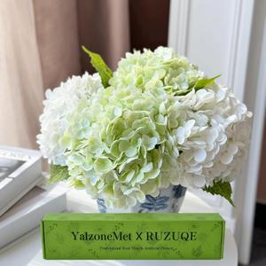 YalzoneMet 4 PCS Beige Creamy Hydrangea Artificial Flowers 21 inches Real Touch Faux Latex Hydrangea Flowers for Wedding Table Centerpieces Fake Flowers for Party Home Kitchen Fall Decor
