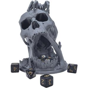 Skull Dice Tower Dungeons and Dragons RPG abletop Roleplaying Game Jail D&D (Random 7PCS D20 Dice Set Included) Silver
