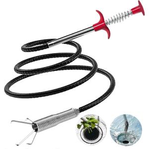 Drain Snake for Hair Clogs, 76 Inch Plumbing Auger Tool with Hook, Sink Snake Drain Clog Remover for Tub Pipes
