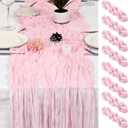 8 Pack Pink Cheesecloth Table Runner 17x108 inch Boho Gauze Cheese Cloth Table Runners for Wedding Party Baby Bridal Shower Home Decor