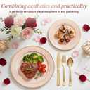 NOCCUR 200PCS Pink Plastic Plates for 100 Guests - Include 100PCS 10" Dinner/ 100PCS 7" Dessert Plastic Plates Heavy Duty - Ideal for Wedding/Party/Mother's Day