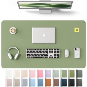 YSAGi Leather Desk Protector, Office Mat, Large Mouse Mat, Non-Slip PU Leather Blotter, Laptop Desk Mat, Waterproof Writing Pad for Office and Home(Bamboo Green, 40" x 24")