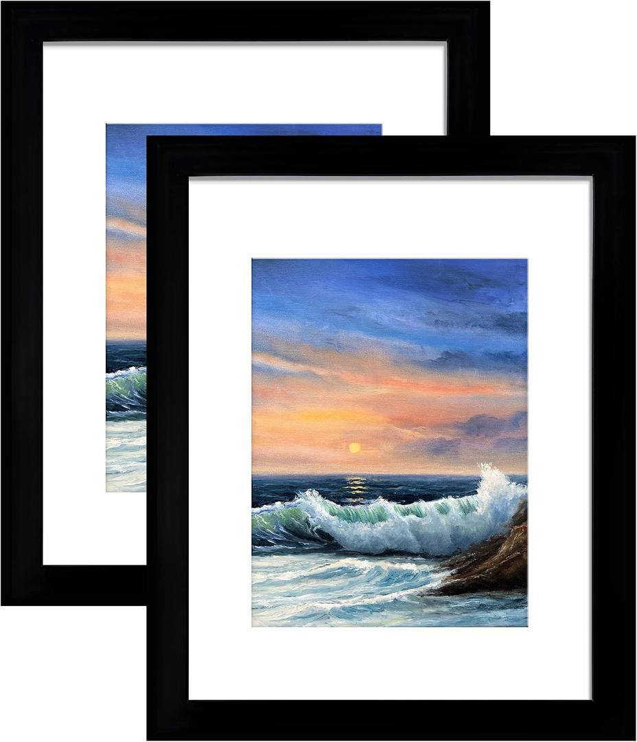 LUCKYLIFE 16x20 Frames, Picture Frames for Wall, Display Pictures 11x14 with Mat or 16x20 without Mat, Set of 2, Black