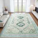 Maxsoft 5x8 Area Rugs for Living Room Bedroom, Large Vintage Prints Low-Pile Washable Rug with Non-Slip Backing, Soft Thin Throw Carpet for Dining Room Classroom Dorm Home Decor, Light Green