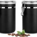 Stainless Steel Food Container with Clear Lids Airtight Container Stackable Small Canisters Kitchen Pantry Storage for Cereal, Snacks, Candy, Herbs, Spices, Sugar, Tea (1.8L Dark Black-2)