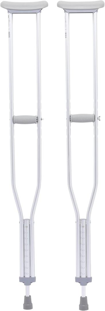 Medline Aluminum Crutches for Kids, Adults, & Seniors, Walking Aid for Reliable Balance, Comfortably Holds 300 LBS, Fits Patients Between 5'10" to 6'6" Tall