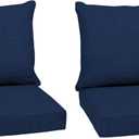 Arden Deep Seat Outdoor Chair Cushion Set (2-Pack), 24 in x 24 in, Weather-Proof, Rain-Proof, Fade Resistant Patio Cushion Set for Chair, Sofa, and Couch Sapphire Blue Leala