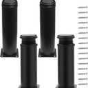 12 Inch Adjustable Furniture Legs Set of 4, Stainless Steel Cabninet Legs Black Furniture Feet - Metal Round Cabinet Feet Replacement Legs for Drawer Dresser Table Couch Sofa(50x300mm)