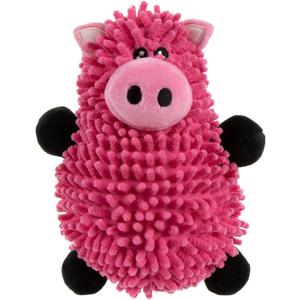 goDog Mopz Pig Squeaky Plush Dog Toy, Chew Guard Technology - Pink, Large