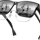 URUMQI Polarized Sunglasses Fit Over Glasses for Men Women, Oversized Square Sun Glasses UV400 Protection (01 Matte Black Frame/Grey Lens)