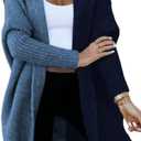 Astylish Women 2026 Fall Outfits Open Front Long Sleeve Hooded Knit Cardigan Sweaters Color Block Outwear Coats M