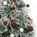 Ouddy Party 30PCS Velvet Christmas Ball Ornaments Set, Flocked Neutral Shatterproof Plastic Assorted Christmas Decorations, Large Hanging Balls Ornaments for Xmas Tree Wreath Home Party Holiday Decor