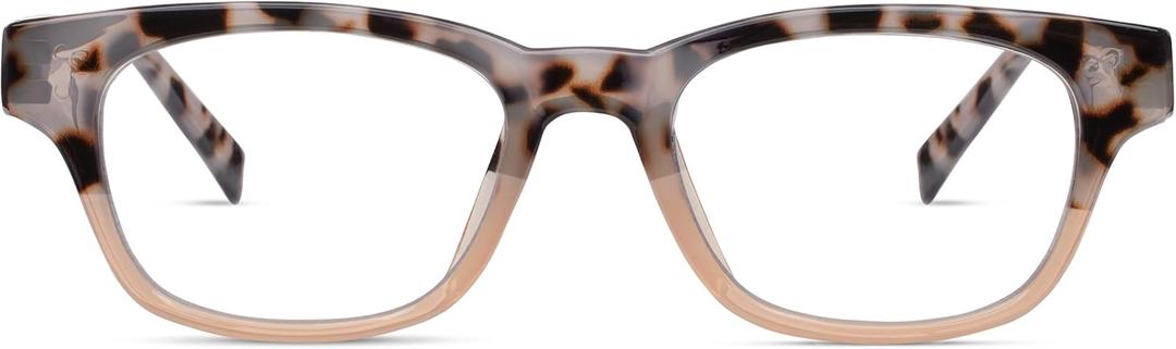 Peepers by PeeperSpecs Women's Layover Square Blue Light Blocking Reading Glasses (Gray Tortoise/Pink)