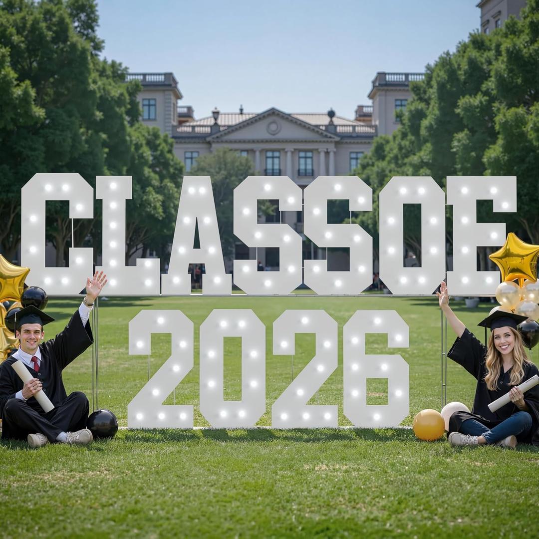 imprsv Class of 2026 Sign for Graduation Decorations 2026, 3FT Class of 2026 Large Light Up Numbers Letters for Graduation Signs, Grad Party Backdrop