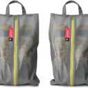 pack all Shoe Bag for Travel, Water-Resistant Shoe Pouch for Gym, Odor-Resistant Soccer Cleats Bag for Sport (Grey, 2-Pack)
