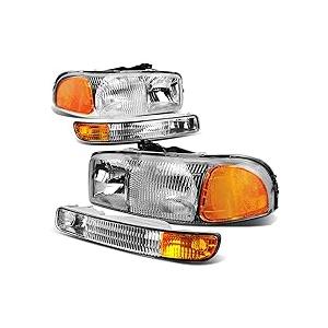 Chrome Amber Headlights HL-0154P-AMCH-OE