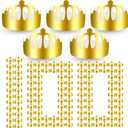 Crtiin 100 Pcs Gold Paper Crowns Birthday Party Bulk for Adults Classroom Students Hat Supplies Favors (Round Style)