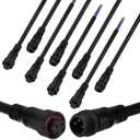 M METERXITY 5-Set Waterproof Electrical Connector, 3 Pin 7.9 In/20 cm Extension Cable with 16AWG IP67 Male and Female Connectors for Car/Truck/Outdoor LED Strip Lights [Black]