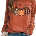 Fall for Jesus He Never Leaves Sweatshirt - Women Funny Christian Thanksgiving Graphic Pullover Tops (X-Large)