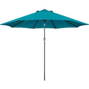Blissun 9' Outdoor Patio Umbrella, Outdoor Table Umbrella, Yard Umbrella, Market Umbrella with 8 Sturdy Ribs, Push Button Tilt and Crank, Cerulean