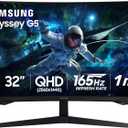 SAMSUNG 32 Odyssey G55C Series QHD 1000R Curved Gaming Monitor, 1ms(MPRT), HDR10, 165Hz, AMD Radeon FreeSync, Eye Care, Glare Free, Sharp Resolution LS32CG550ENXZA, 2024