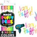 Ooly Puffy Paint Neon Gel Pens Set of 6, 3D Foam Texture Painting Magic Puffy Pen, Creative and Fun Pens for Kids Arts and Crafts Drawing Supplies