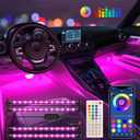 Interior Car Lights Keepsmile Car Accessories APP Control with Remote Music Sync Color Change RGB Under Dash Lighting with Charger 12V LED Lights Running Board Lights (12V Cigarette Lighter)