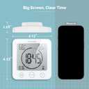 KADAMS Shower Clock Waterproof Bathroom Timer Digital Wall Clock with Countdown, Magnetic Kitchen Clock with Temperature & Humidity, Suction Cup for Kids Shower Spa Sauna Cook Bath, White
