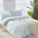 WhatsBedding 3 Pieces Duvet Cover Set Twin Size - Prewashed Bedding Set, Extra Comfy & Breathable Cooling Comfoter Cover, 1 Duvet Cover and 1 Pillowcase, 68x90 (Light Blue, Twin)