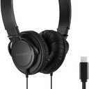 Kensington Classic EQ USB-C Headphone, 6 ft (1.8m) Nylon Braided Cord, for School, Kids, Adults, Padded Adjustable Headband, Black (K97602WWB)