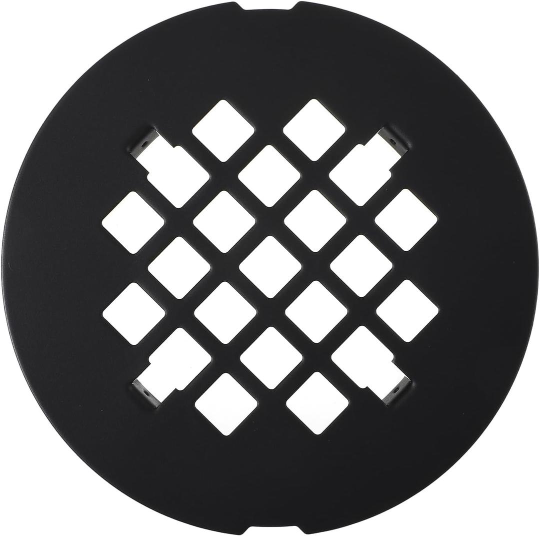1 Pc Black Snap-in Shower Drain Cover, 4-1/4 Od Snap-in Shower Drains Cover Replacement, Stainless Steel Drain Stopper Bathroom Sink Easy to Install