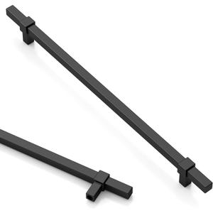 Asidrama 10 Pack 10 inch Matte Black Kitchen Cabinet Handles | Heavy-Duty Solid Zinc, Square, 2 Screw Sizes, 10" Hole Center(254mm), Cupboards, Drawers, Dressers, Furniture, Hardware