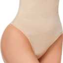 SIMIYA Thong Shapewear Tummy Control for Women High Waisted Stay-Put Body Shaper Girdle Compression Shapewear Thong, Small