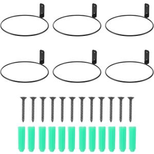 6 Pack 8 Inch Wall Flower Pot Holder Ring Plant Hanger, Metal Planter Hooks Wall Mounted Bracket Heavy Duty for Outdoor Indoor