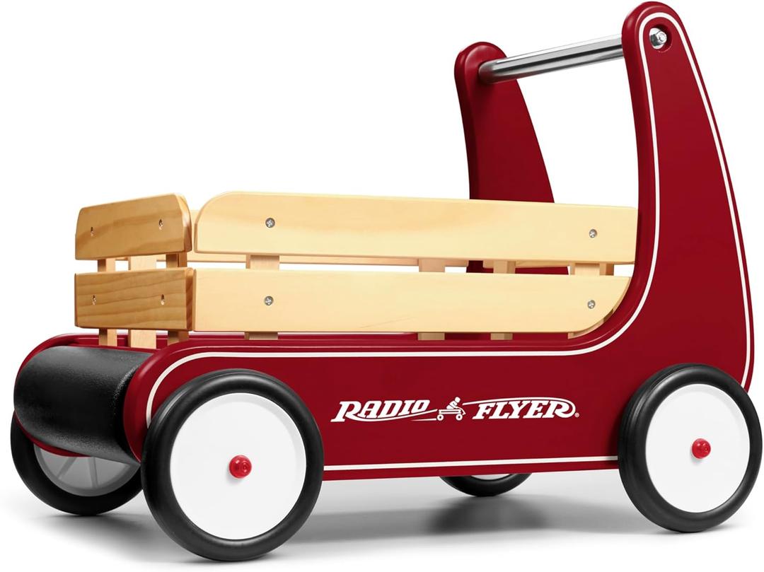 Radio Flyer Classic Walker Wagon, Sit to Stand Toddler Toy, Wood Walker, for Ages 1-4, Red