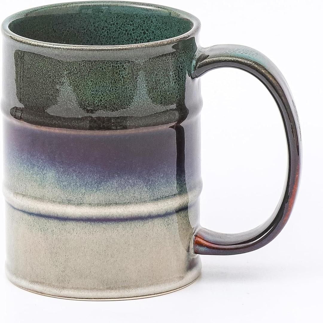 Coffee Mug, 22 oz Beer Mugs Large Ceramic Coffee Mug Tea Cups, Handmade Mug with Big Handle for Office and Home, Dishwasher and Microwave Safe (Ink Green)